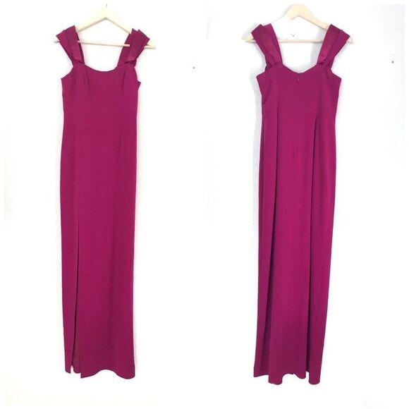 HALSTON HERITAGE Thigh Slit Evening Gown Off The Shoulder Formal Pink Size 2 New - Picture 3 of 8